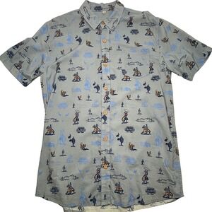 Born & Raised Music Festival Button Up Shirt XL Blue Cowboy Cactus Mountain